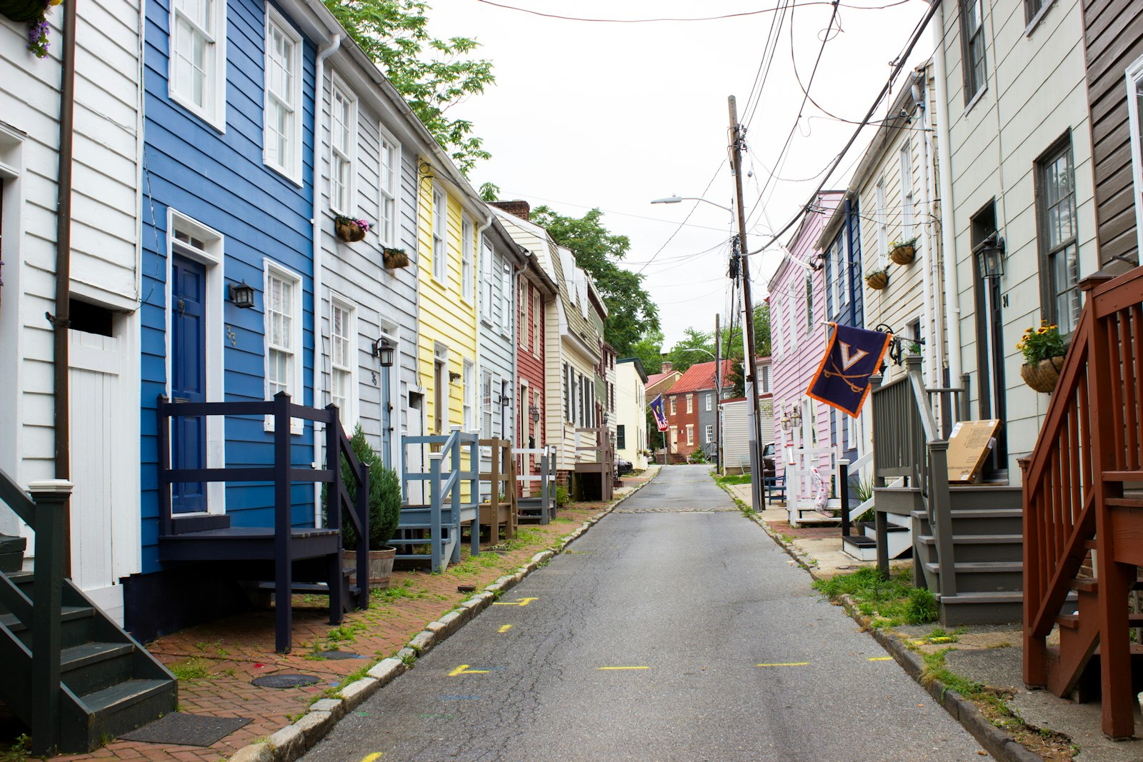 Historic street lined with homes, the kind of property that can move through the Maryland foreclosure process