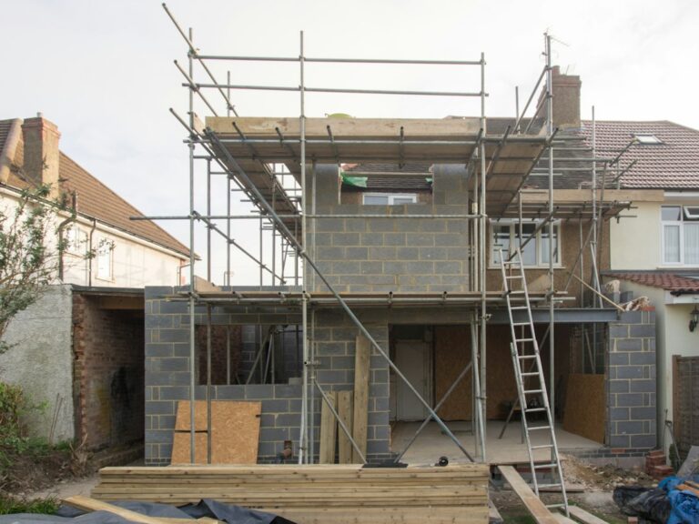 Brickwork and building extension in progress, the kind of renovation a hard money loan often funds