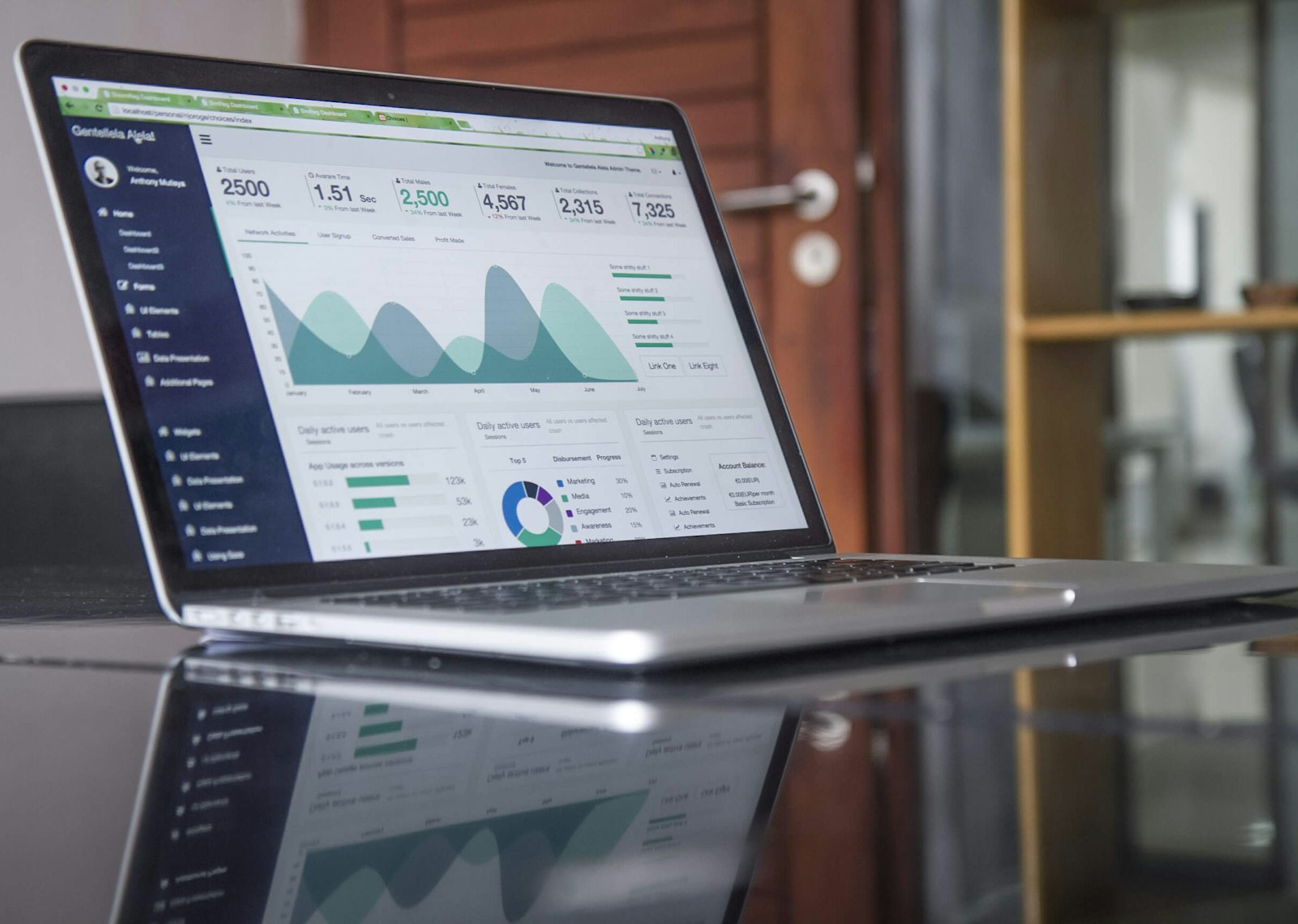 Laptop with data charts used for list stacking in real estate