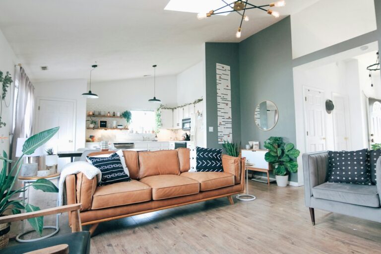 Updated living room after improvements in a novation real estate deal